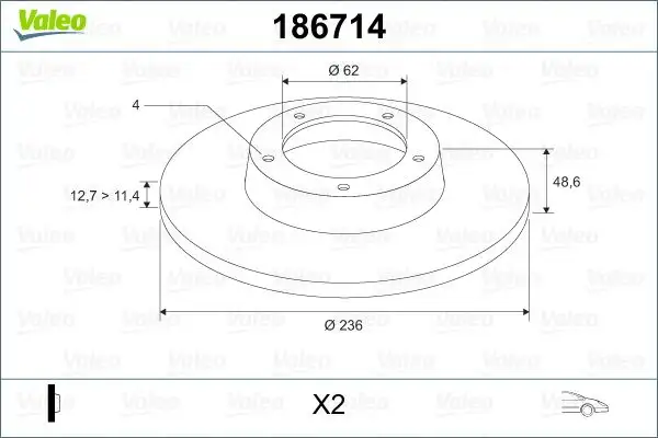 VALEO 186714 Ön Fren Diski 115430212 resmi