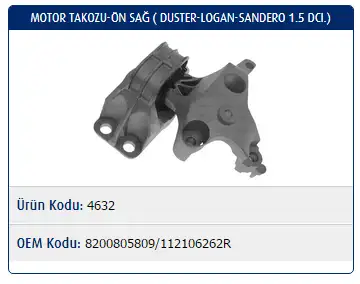 MASTER M4632 Motor Takozu (Sağ) 8200805809 resmi