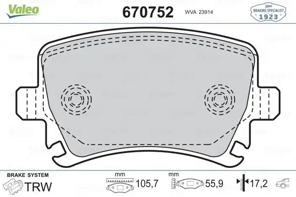 VALEO 670752 Arka Fren Balatası resmi