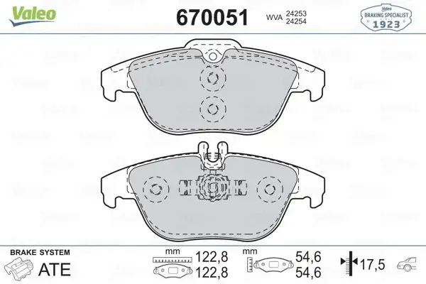 VALEO 670051 Arka Fren Balatası resmi