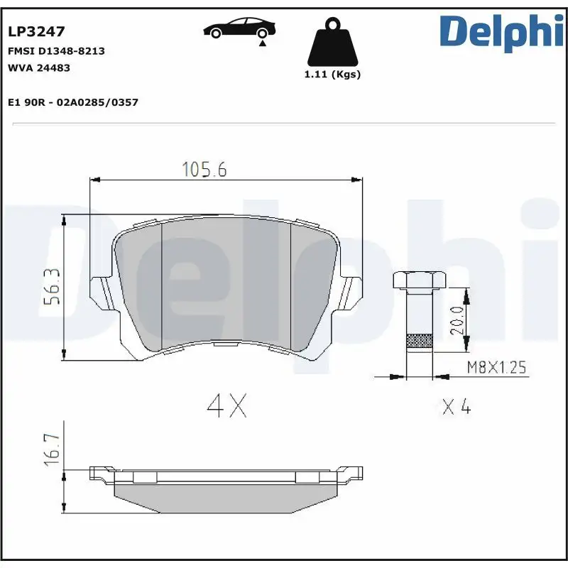 DELPHI LP3247 Arka Fren Balatası resmi