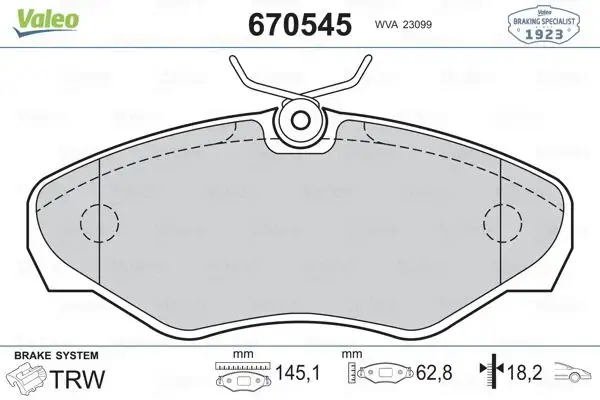 VALEO 670545 Ön Fren Balatası resmi