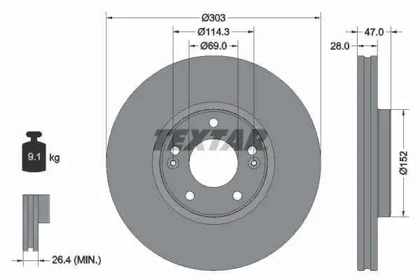 TEXTAR 92273303 Ön Fren Diski resmi