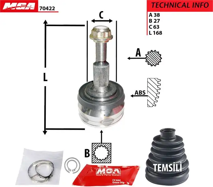 MGA 70422 Aks Kafası (Dış) 7H0498099 resmi