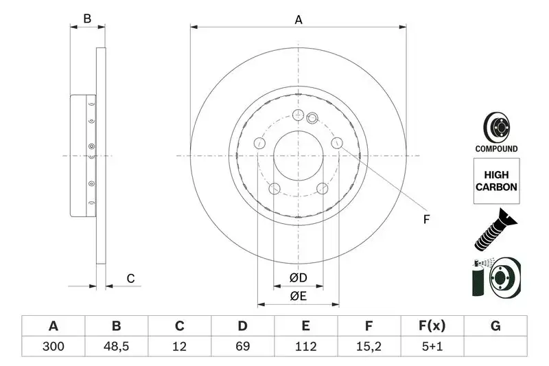 BOSCH 0986479H49 Arka Fren Diski A0004230512 resmi