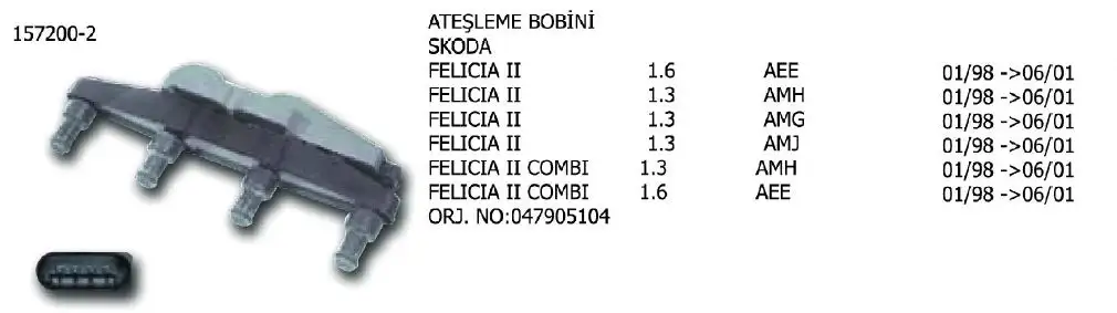 ÜNÜVAR 157200-2 Bobin resmi