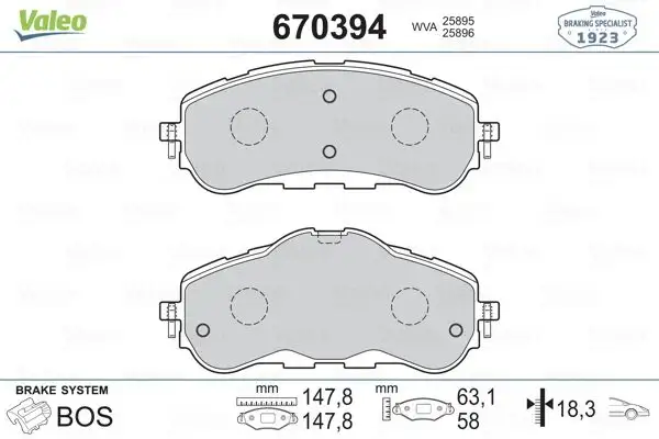 VALEO 670394 Arka Fren Balatası resmi