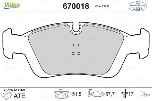 VALEO 670018 Ön Fren Balatası resmi