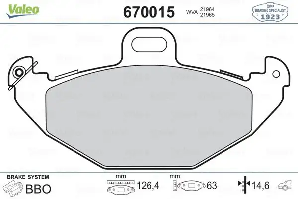 VALEO 670015 Arka Fren Balatası 8671005932 resmi