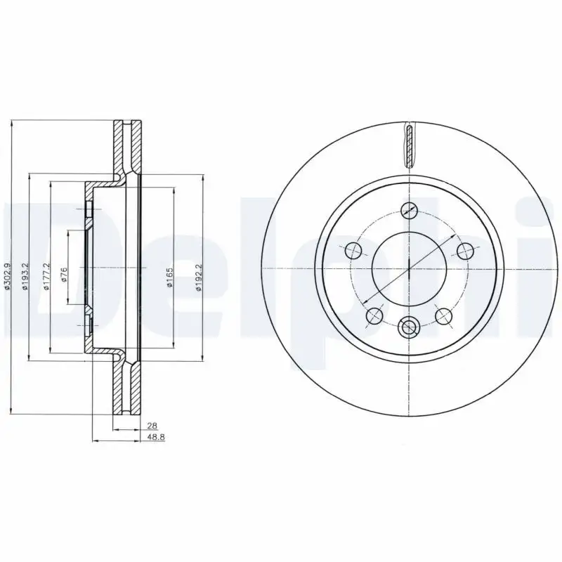 DELPHI BG4343C Ön Fren Diski 2H0615301D resmi
