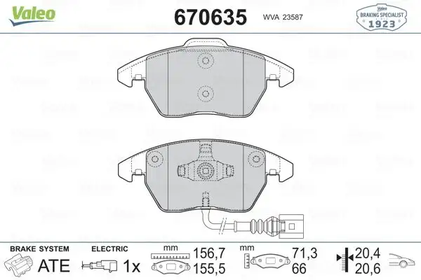 VALEO 670635 Ön Fren Balatası resmi