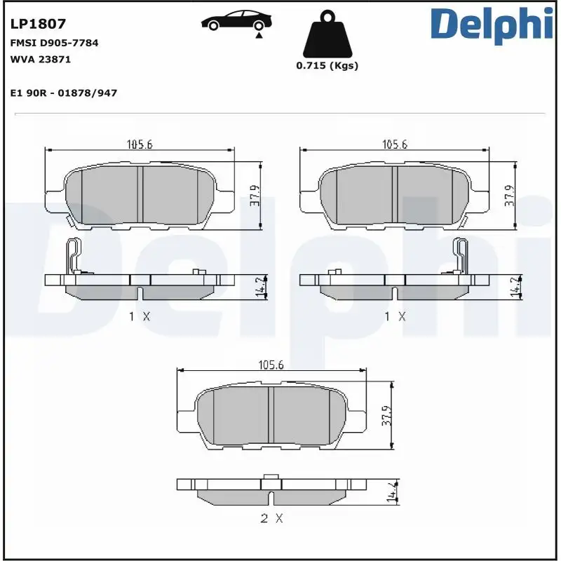 DELPHI LP1807 Arka Fren Balatası resmi