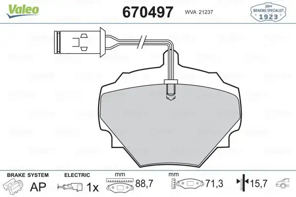 VALEO 670497 Arka Fren Balatası resmi