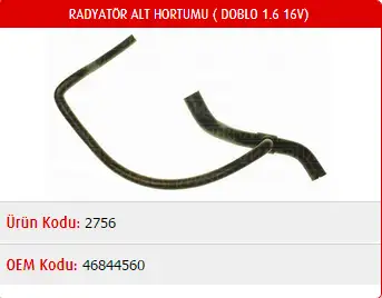 MASTER M2756 Radyatör Alt Hortumu 46844560 resmi