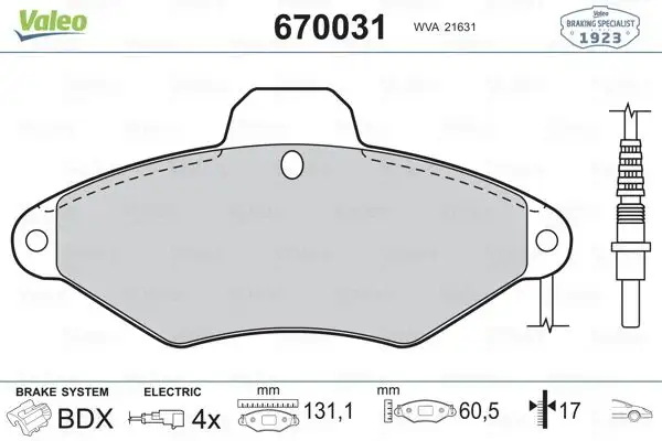 VALEO 670031 Ön Fren Balatası resmi