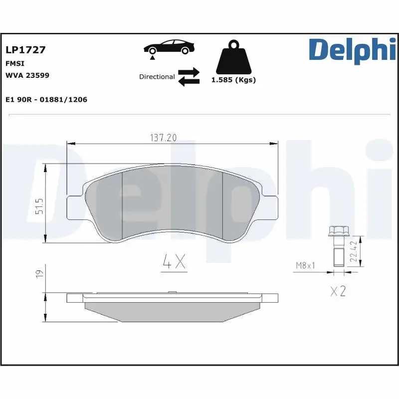 DELPHI LP1727 Ön Fren Balatası resmi