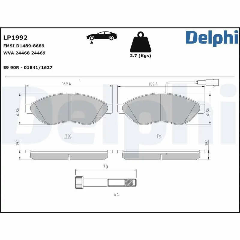 DELPHI LP1992 Ön Fren Balatası resmi