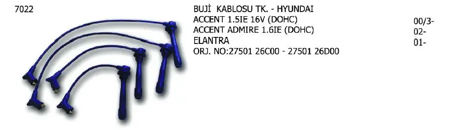 ÜNÜVAR 7022 Buji Kablosu resmi