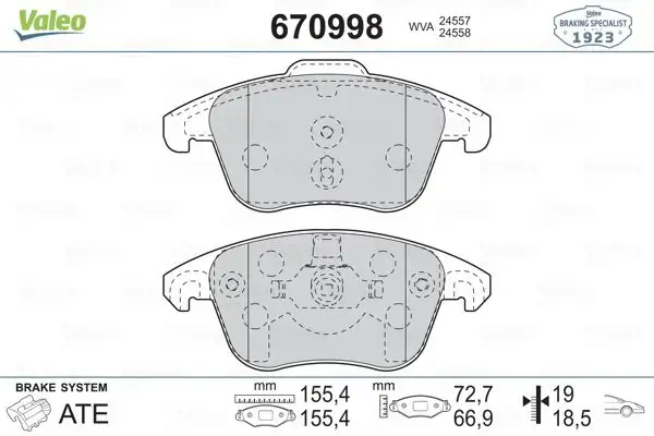VALEO 670998 Ön Fren Balatası resmi