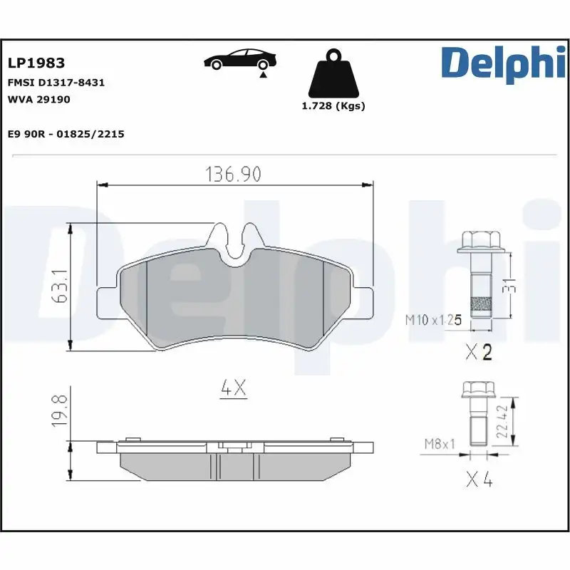 DELPHI LP1983 Arka Fren Balatası resmi