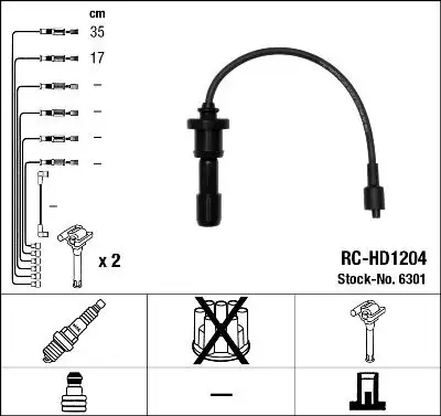 NGK 6301 (RCHD1204) Buji Kablosu 2750138B00 resmi