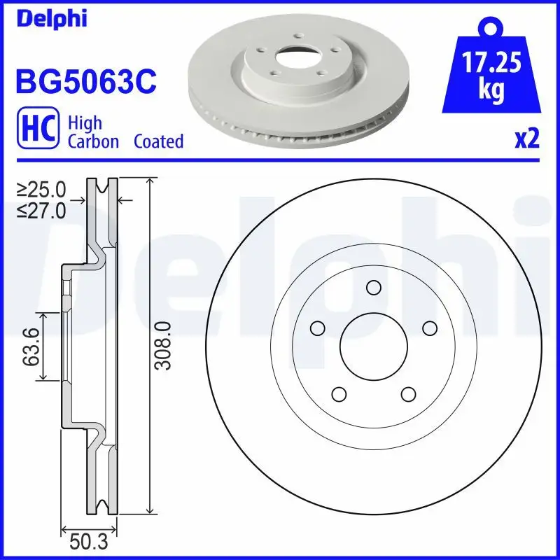 DELPHI BG5063C Ön Fren Diski JX611125BEB resmi