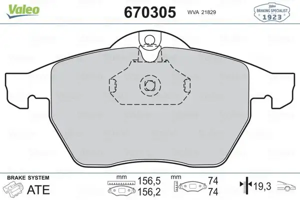 VALEO 670305 Ön Fren Balatası resmi