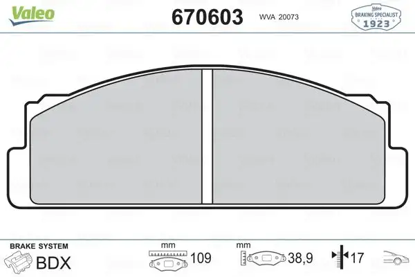 VALEO 670603 Ön Fren Balatası resmi
