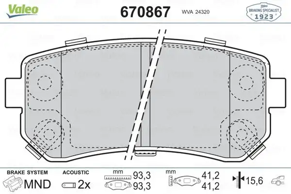 VALEO 670867 Arka Fren Balatası resmi