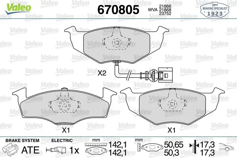 VALEO 670805 Ön Fren Balatası 6Q0698151B resmi