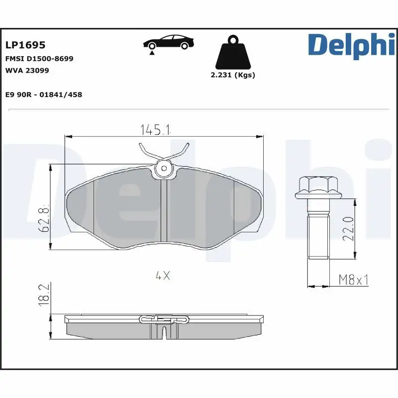 DELPHI LP1695 Ön Fren Balatası resmi