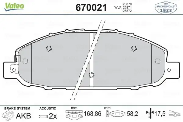 VALEO 670021 Ön Fren Balatası resmi