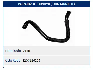 MASTER M2140 Radyatör Alt Hortumu 8200126265 resmi