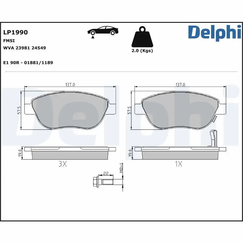 DELPHI LP1990 Ön Fren Balatası 93169175 resmi