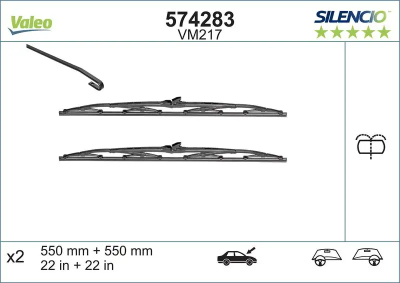 VALEO 574285 Silecek Süpürgesi (Takım) 6423L5 resmi