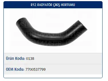MASTER M0138 Radyatör Alt Hortumu 7700537799 resmi