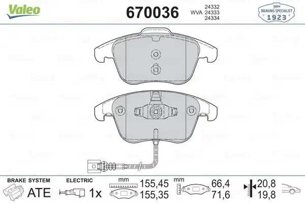 VALEO 670036 Ön Fren Balatası resmi