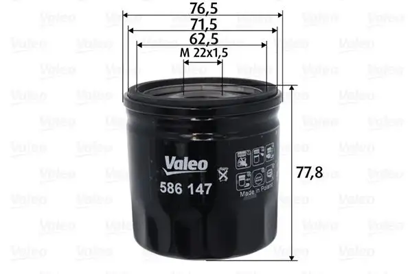 VALEO 586147 Yağ Filtresi resmi