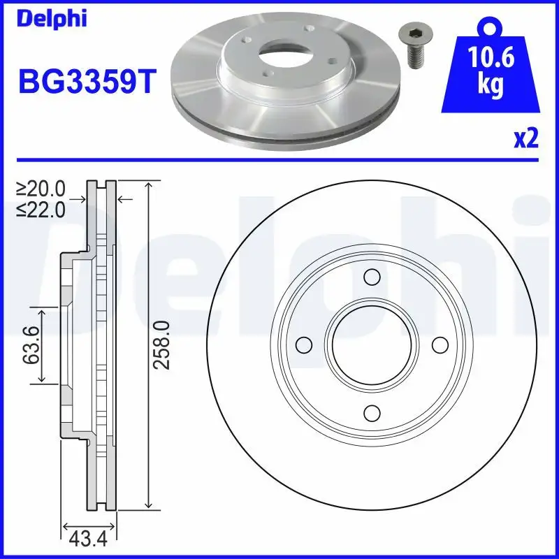 DELPHI BG3359T Ön Fren Diski resmi