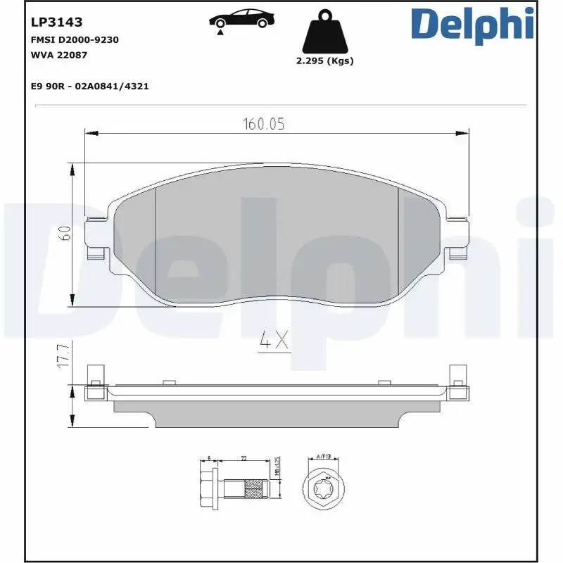 DELPHI LP3143 Ön Fren Balatası resmi