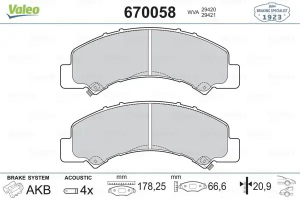 VALEO 670058 Fren Balatası resmi