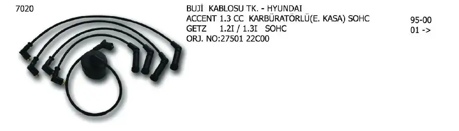 ÜNÜVAR 7020 Buji Kablosu 2750122B10 resmi
