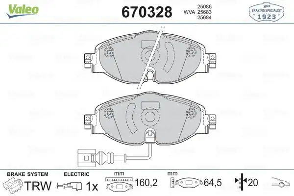VALEO 670328 Ön Fren Balatası resmi