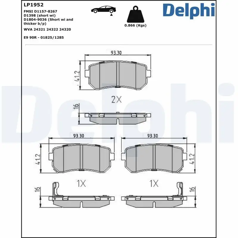 DELPHI LP1952 Arka Fren Balatası resmi