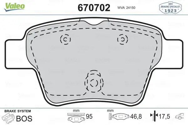 VALEO 670702 Arka Fren Balatası resmi