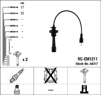 NGK 44317 (RCEM1211) Buji Kablosu MD343245 resmi
