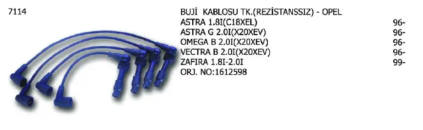 ÜNÜVAR 7114 Buji Kablosu 90443584 resmi