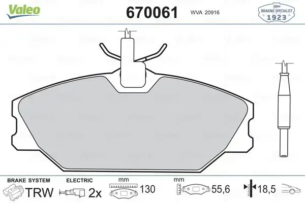 VALEO 670061 Arka Fren Balatası resmi