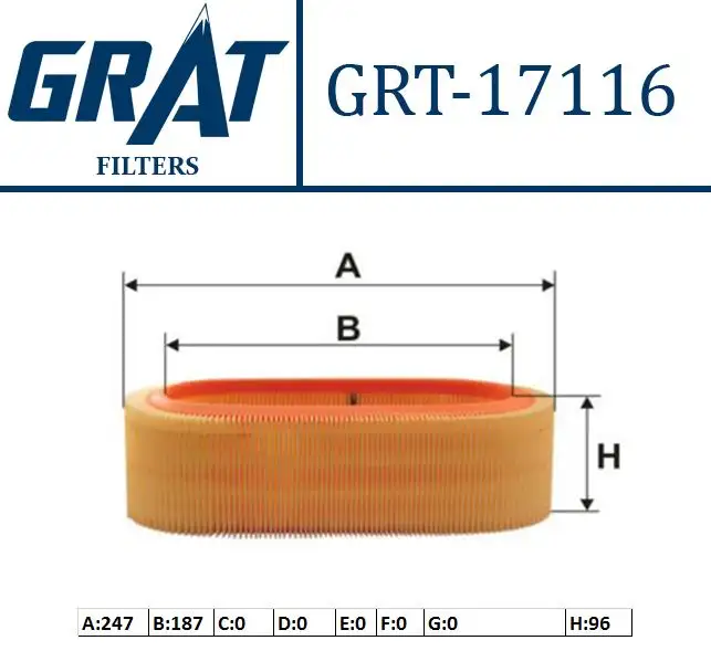 GRAT 17116 Hava Filtresi 87HX9601AA resmi