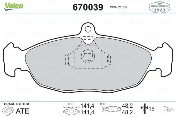 VALEO 670039 Ön Fren Balatası resmi